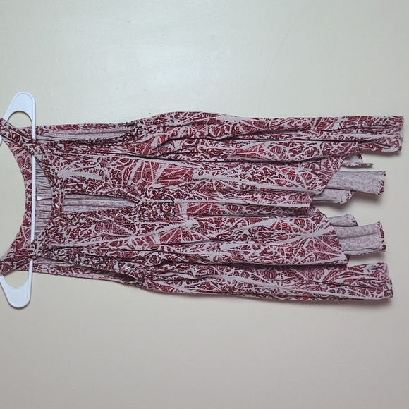 Free People "Good Morning" Beaded Cold Shoulder Red Paisley Print Top - Picture 3 of 9